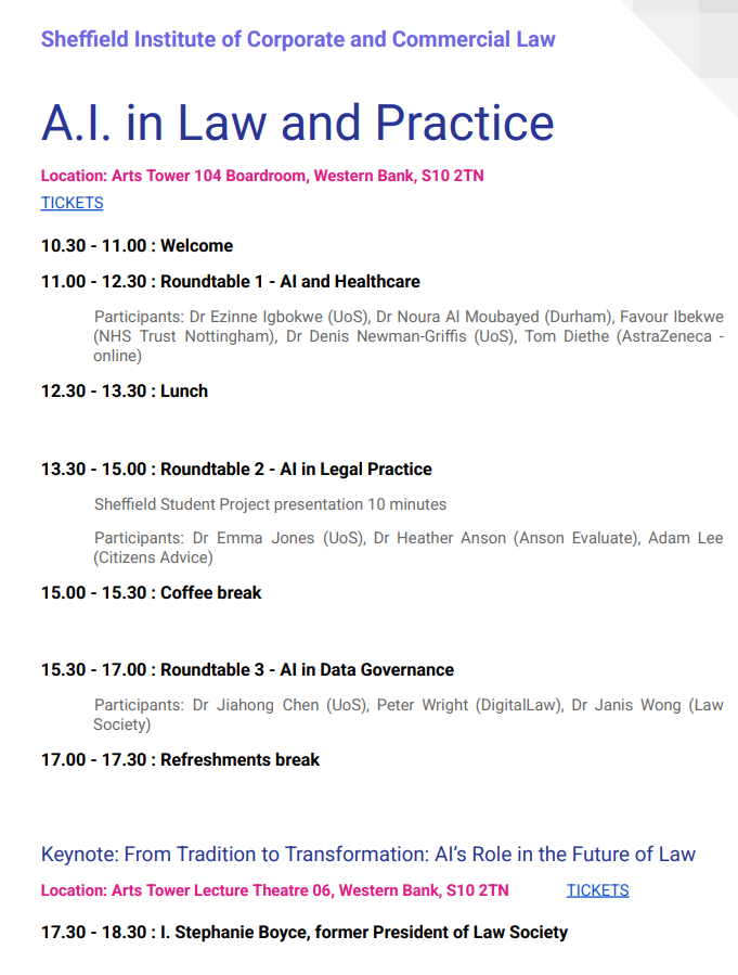 FREE Conference on AI in Law and Practice 15th May Sheffield with where I will be speaking with Dr Emma Jones, Dr Dr Jiahong Chen, Dr Sally Zhu, <a href="/ansonevaluate/">Heather Anson</a>   Dr Heather Anson and I. Stephanie Boyce - Register for In-person or online attendance HERE
tickettailor.com/events/schoolo…