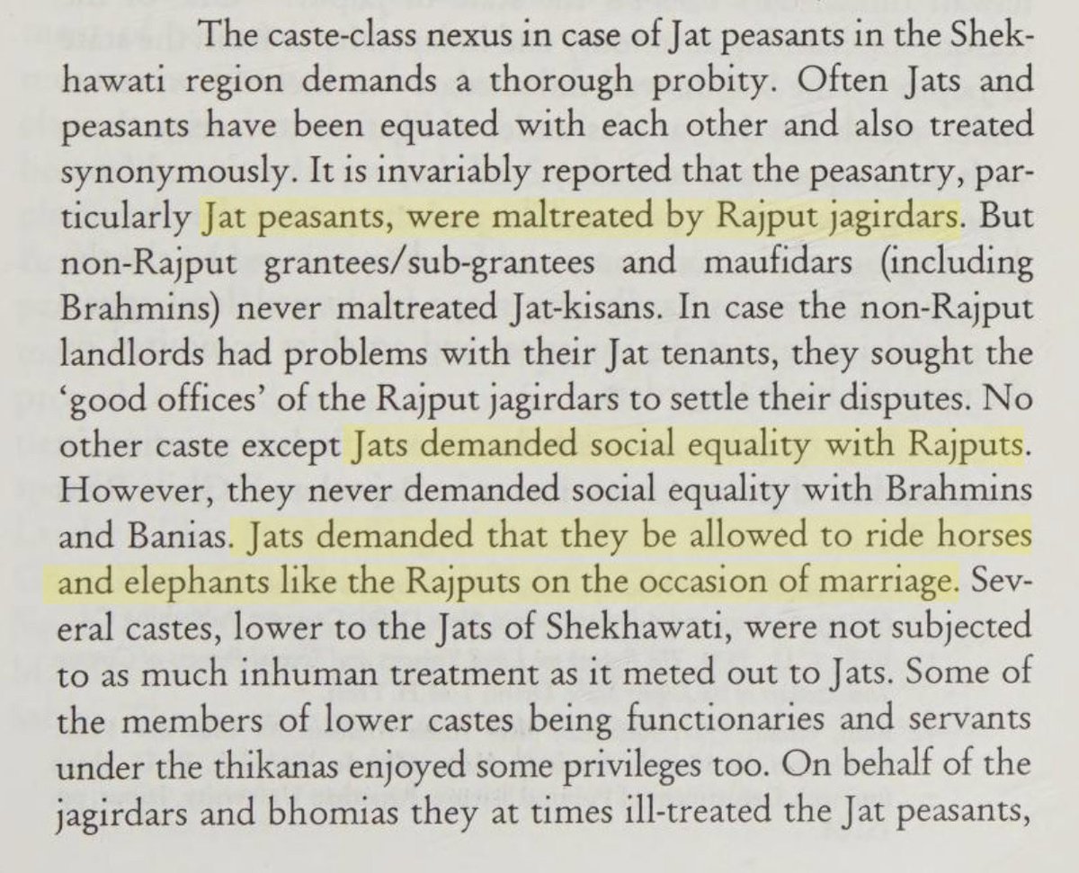 एक समय था जब शेखावटी क्षेत्र के राजपूत जागीरदार जाटो को डंडे मारते थे। राजपूतो के बालक भी इनको आते जाते थप्पड़ मारके निकल जाते थे। इसके अतिरिक्त शादियों में जाटो को घोड़े तथा हाथी पर भी बैठने नहीँ दिया जाता था, सीधा डंडे पड़ते थे। और अब ये धी चोद कटड़े क्षत्रिय बनते हैं।
