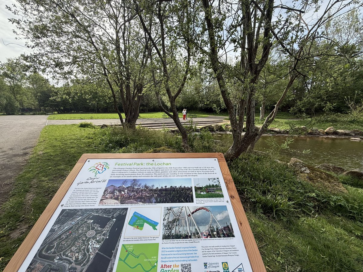 Join us to walk back in time 37 years to the Glasgow Garden Festival 1988!
We’ve just unveiled two new interpretation boards in Festival Park &amp; a new walking trail to help to tell the story of the festival - and what happened After <a href="/AtGF1988/">After the Garden Festival...</a> 
read more: 
glasgowgardenfestival.org