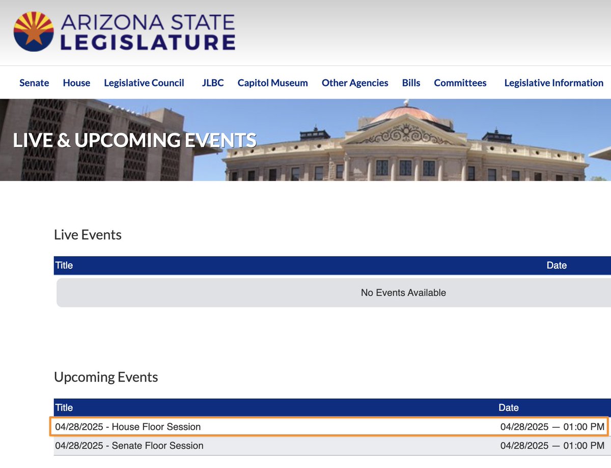 ARIZONA Update:

The final House Floor session of the year begins today at 1PM MST.

Bitcoin Reserve Bills SB1373 and SB1025 are scheduled for Third Reading and potential final votes.