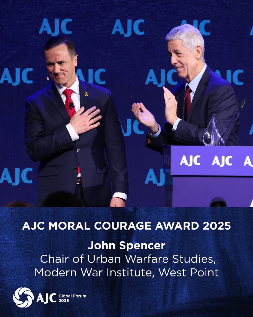Ostrov_A's tweet image. Mazal Tov @SpencerGuard on receiving the @AJCGlobal ‘Moral Courage’ Award. Since Oct 7th, very few have displayed the kind of moral courage, unwavering solidarity with Israel and commitment to truth in warfare, as you! Proud to call you a friend and colleague!
