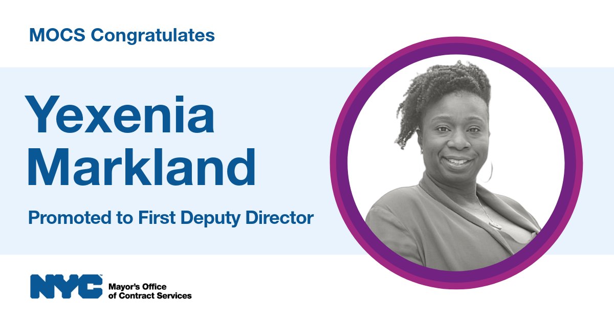 We're delighted that Mayor Eric Adams appointed Yexenia Markland as the first Deputy Director of the Mayor's Office of Contract Services (MOCS)!
nyc.gov/office-of-the-…