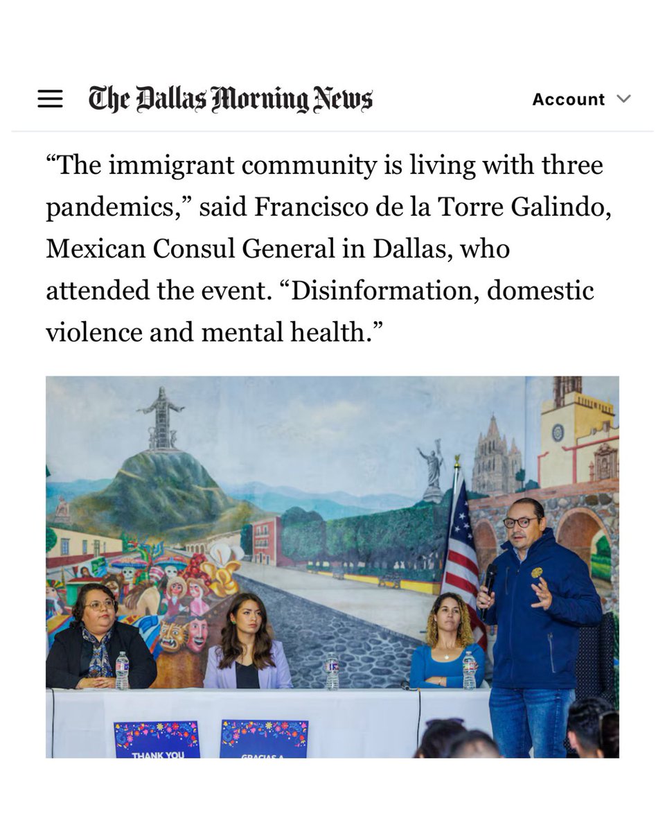 María Ramos Pacheco (@mariaramosnews) on Twitter photo We had a great Spanish panel about mental health in the DFW Hispanic community organized by <a href="/dallasnews/">Dallas Morning News</a> <a href="/AlDiaDallas/">Al Día Dallas</a> in partnership with <a href="/ConsulMexDal/">ConsulMexDal</a> <a href="/momentous/">@momentous</a> Community Does It and Therapy Works. Gracias a todos los que nos acompañaron e hicieron posible este evento. We had a great Spanish panel about mental health in the DFW Hispanic community organized by <a href="/dallasnews/">Dallas Morning News</a> <a href="/AlDiaDallas/">Al Día Dallas</a> in partnership with <a href="/ConsulMexDal/">ConsulMexDal</a> <a href="/momentous/">@momentous</a> Community Does It and Therapy Works. Gracias a todos los que nos acompañaron e hicieron posible este evento.