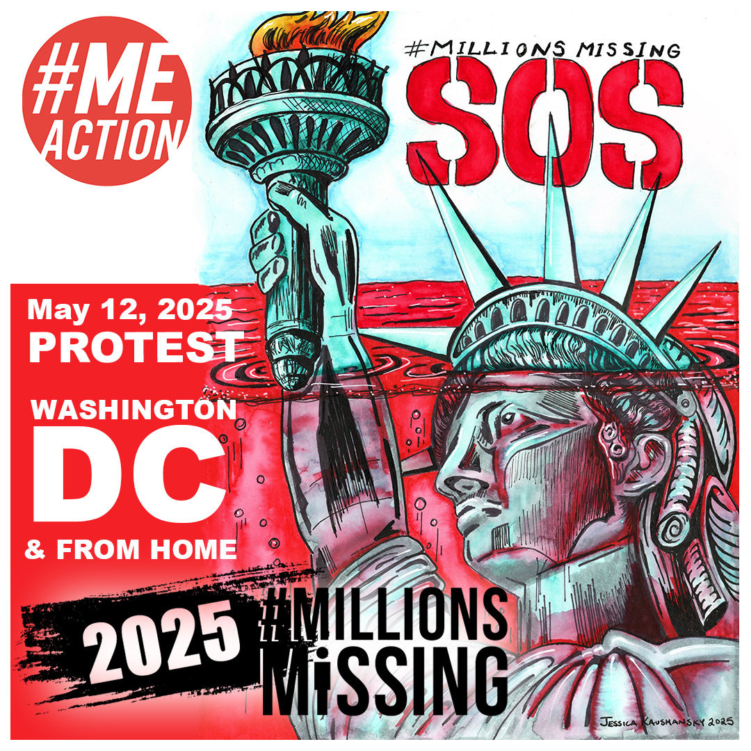 You are invited to join us for #MIllionsMissing #DisabilitySOS on May 12th - 2 weeks from today! Join us in DC &amp; online! 

We will be sounding an SOS at the nation’s capitol and across social media!

All you need to know can be found here:
meactions.org/millionsmissin…

#PwME #MECFS