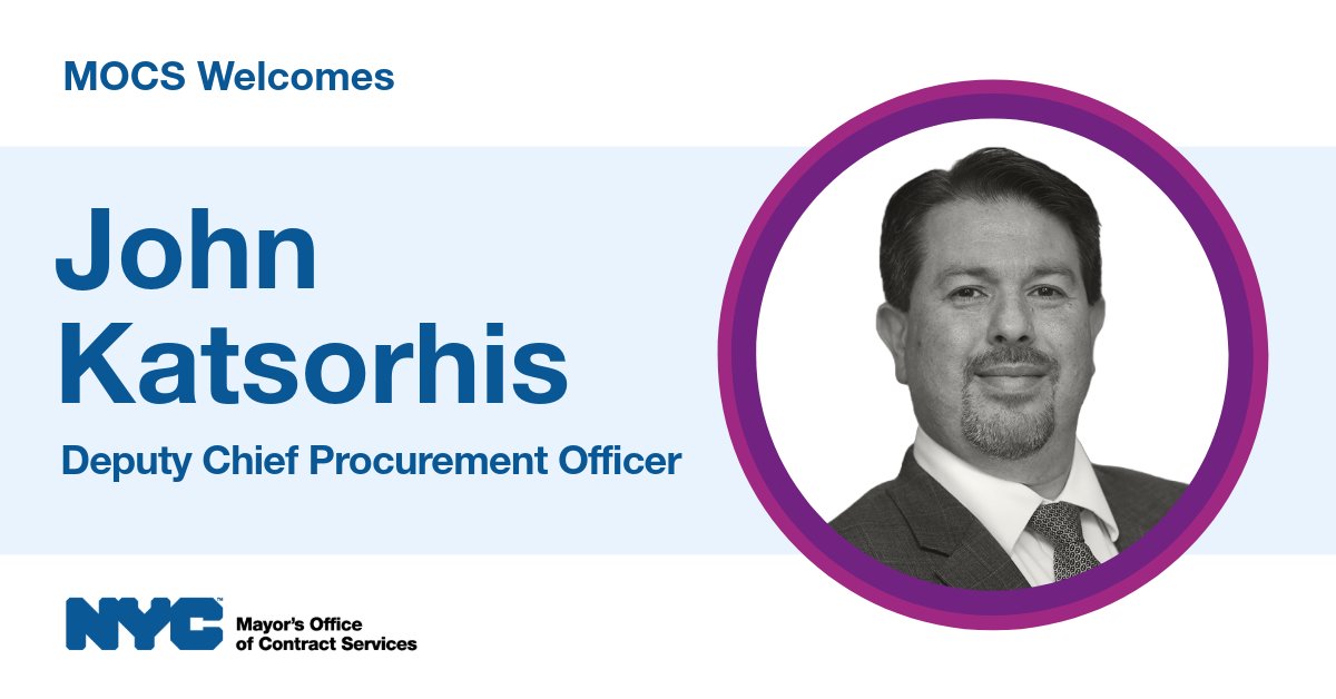 Congratulations to John Katshouris!
We're pleased to announce the appointment of John Katshouris as Deputy City Chief Procurement Officer!
nyc.gov/office-of-the-…