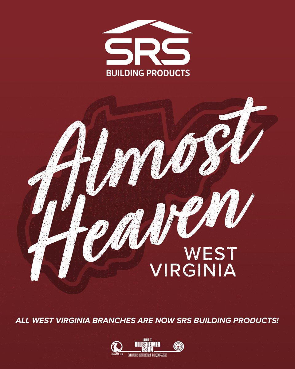 🌄 West Virginia, we’ve made it official! 

Welcome to Almost Heaven with SRS Building Products. Our name may have changed, but you will still experience unmatched quality and service!

#SRSDistribution #SRSBuildingProducts #SRSDelivers #Roofing #Ollesheimer