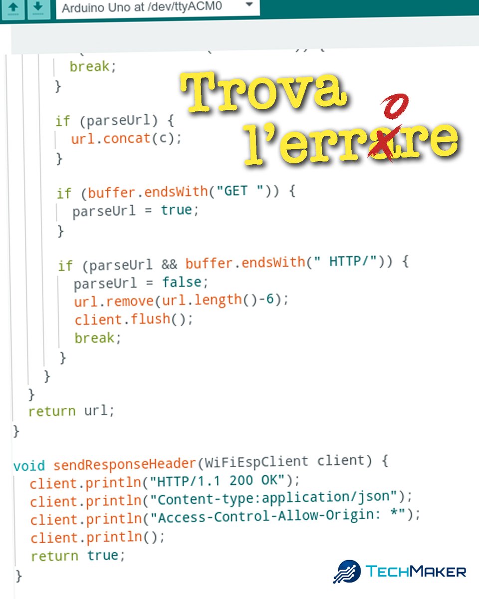 TechMakerIT's tweet image. Ahia, sembra che ci sia un intoppo! 😟
Riesci a capire dove si trova l’errore? 😉
#TechMaker - Libera la tua #VogliaDiCostruire 
#arduino #errore #error #sketch #codice #programmazione #elettronica #diy #iot #server #web
