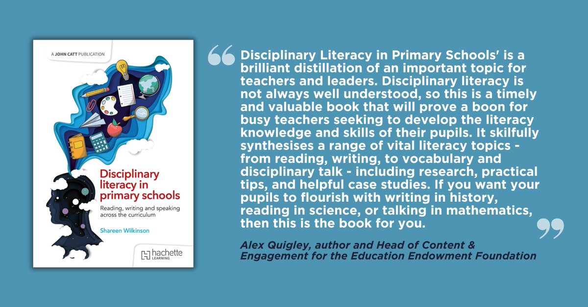 Shareen Wilkinson FCCT (@shareenadvice) on Twitter photo Leading expert <a href="/AlexJQuigley/">Alex Quigley</a> has very kindly reviewed my new book.
⭐ ‘A brilliant distillation of an important topic!’
⭐ ‘Timely and valuable!’
Pre-order now! ➡️ amzn.eu/d/06uEwE5Big
<a href="/JohnCattEd/">John Catt Educational from Hachette Learning</a> <a href="/HLearning3to11/">Hachette Learning - Ages 3-11</a> Leading expert <a href="/AlexJQuigley/">Alex Quigley</a> has very kindly reviewed my new book.
⭐ ‘A brilliant distillation of an important topic!’
⭐ ‘Timely and valuable!’
Pre-order now! ➡️ amzn.eu/d/06uEwE5Big
<a href="/JohnCattEd/">John Catt Educational from Hachette Learning</a> <a href="/HLearning3to11/">Hachette Learning - Ages 3-11</a>
