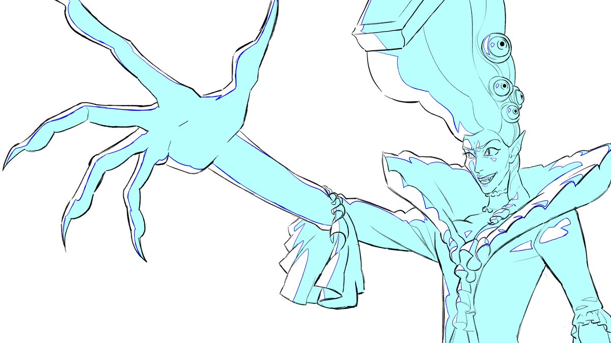 A few frames of an animation sequence I'm working on, planning out the shadow shapes🫠