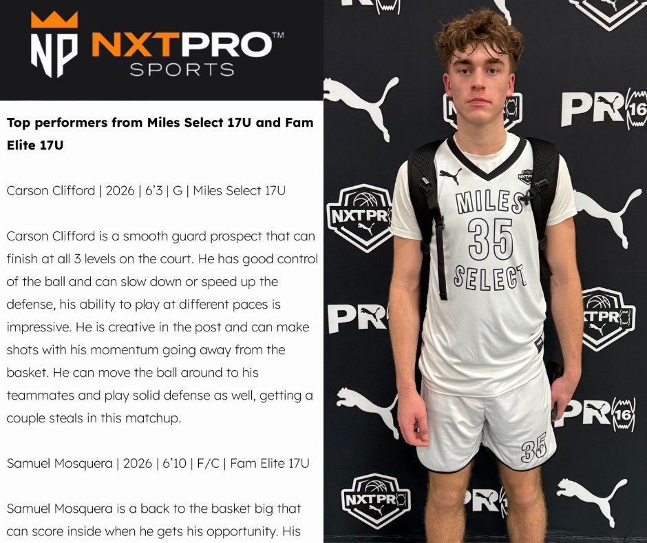 Carson Clifford (@carson_cliff35) on Twitter photo 15 PTS against a tough <a href="/FAMeliteMBB/">Houston FAM Elite</a> squad.
Thank you for the write-up <a href="/NxtProHoops/">NXTPRO Hoops</a> 15 PTS against a tough <a href="/FAMeliteMBB/">Houston FAM Elite</a> squad.
Thank you for the write-up <a href="/NxtProHoops/">NXTPRO Hoops</a>