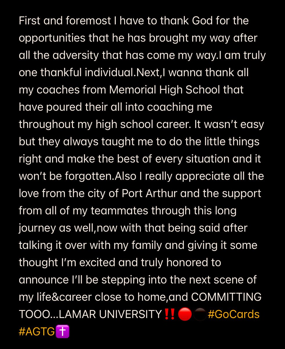 1000% COMMITTED⚫️🔴
<a href="/coachbmorgan/">Brian Morgan</a> <a href="/TRILLDB/">Coach Ford</a> <a href="/kmangum409/">Korey Mangum</a> <a href="/khiyree2/">Khiyree Keith</a> <a href="/Miller_Strength/">Josh Miller</a> <a href="/TXTopTalent/">TX TOP TALENT</a> <a href="/Blaccrhino409/">Curley Rodriguez</a> <a href="/SETXsports05/">SETX Sports</a>