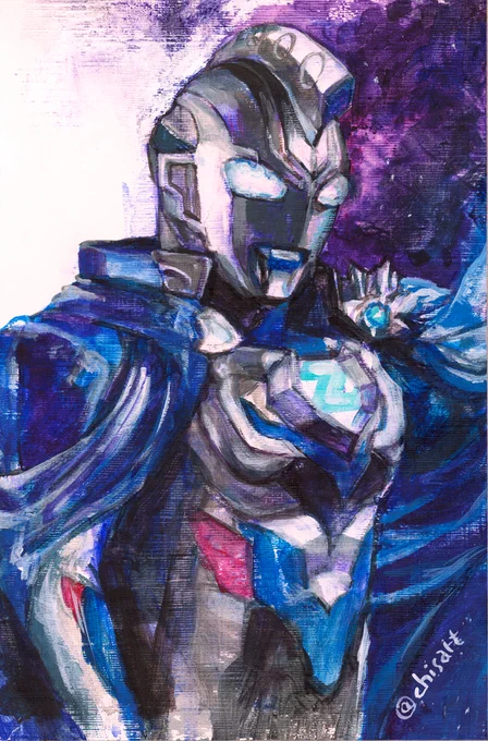 ゼットさん、仕上げました!もりもり上から描き足せるので、どんどん顔が変わってしまいましたでもイイ感じに落ち着いた気がするいつもの透明水彩と違って樹脂絵具は使い慣れないけど、描けるようになったら楽しそう 