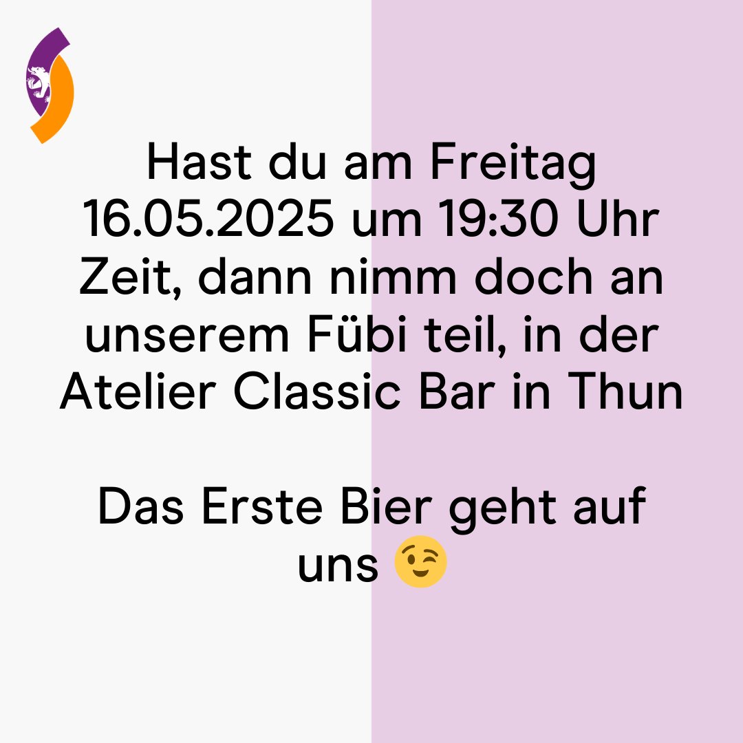 Nimm an unserem #AbDurchDieMitte-Fübi teil! Wir treffen uns am Freitag, 16. Mai ab 19:30 Uhr in der Atelier Classic Bar in Thun. Melde dich mit dem Link in der Bio an, wir freuen uns auf einen gemütlichen Abend in Thun!
#Fübi #DieJungeMitteBern