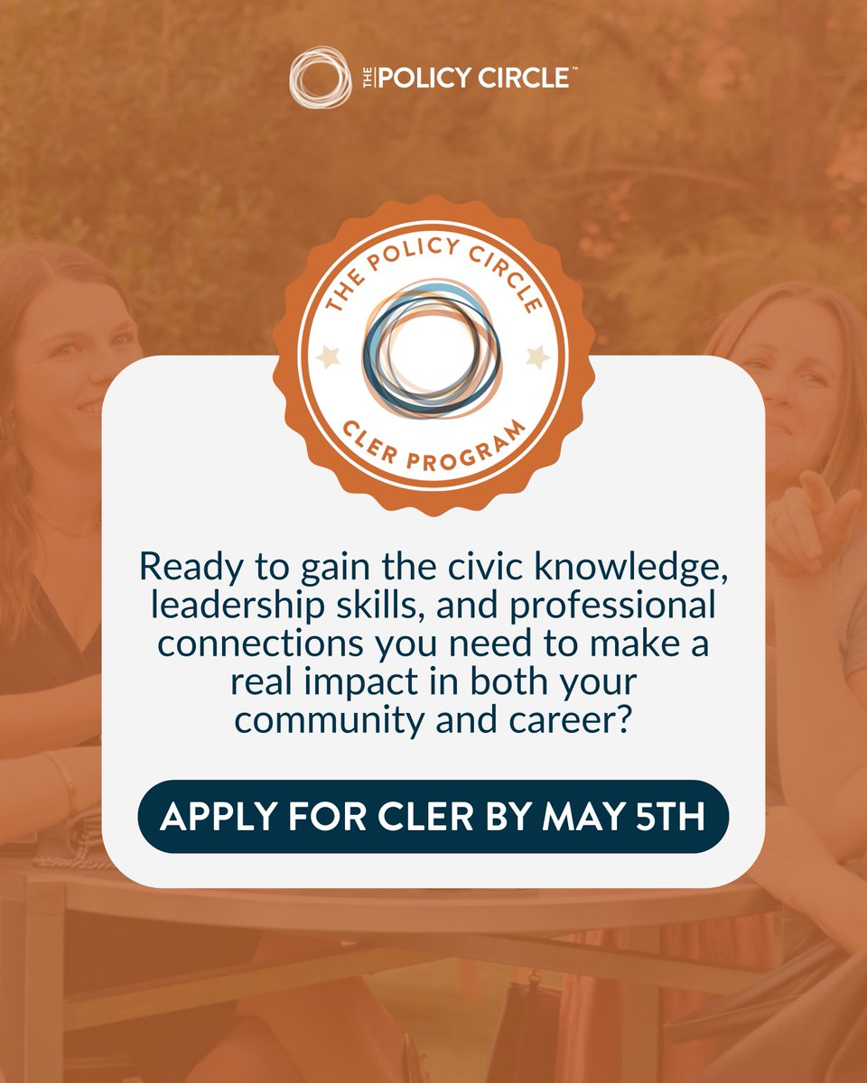 Only 1 week left to apply for CLER! 🚀 Join The Policy Circle’s 3-month virtual leadership program (June 1–Aug 31) and build the skills, knowledge, and connections to make an impact. Apply by MAY 5TH: bit.ly/3ZUTpt8