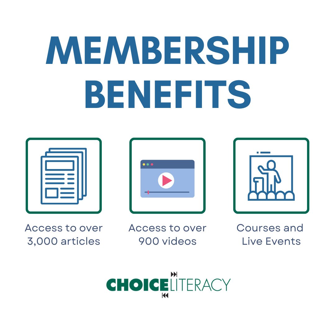 Choice Literacy | Ruth Ayres (@choiceliteracy) on Twitter photo For Teachers By Teachers
Stay sharp with the best K–12 literacy practices — ready to use now. Become a member instantly with one of our subscription plans and gain access to:
✅ 3,000+ articles
✅ 900+ videos
✅ Courses & live events
Join today 👉choiceliteracy.com/memberships For Teachers By Teachers
Stay sharp with the best K–12 literacy practices — ready to use now. Become a member instantly with one of our subscription plans and gain access to:
✅ 3,000+ articles
✅ 900+ videos
✅ Courses & live events
Join today 👉choiceliteracy.com/memberships
