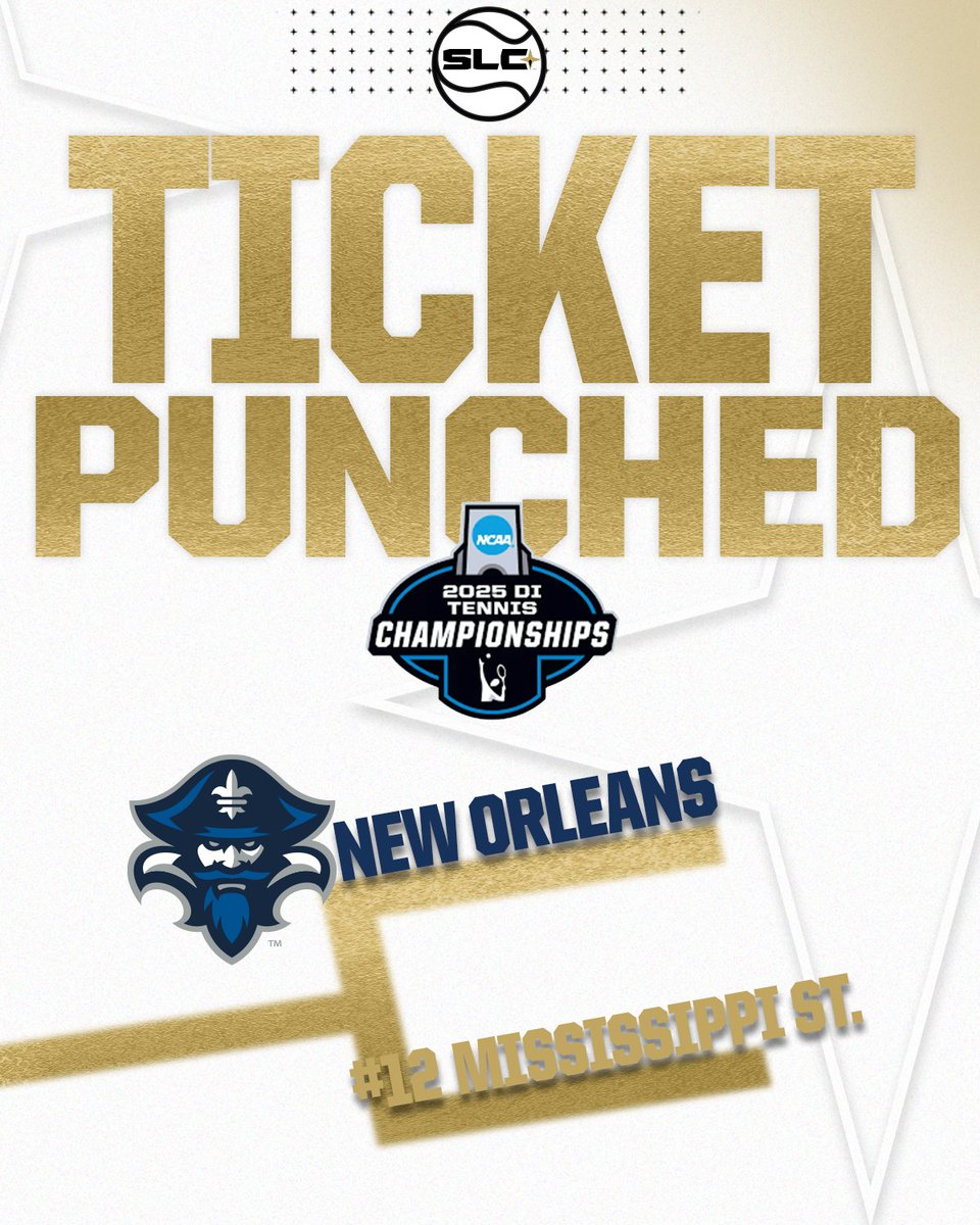 Southland Conference (@southlandsports) on Twitter photo LET'S HEAR IT FOR NOLA'S TEAM ⚔️
New Orleans matches up No. 12 Mississippi State in the first round of the 2025 NCAA Men's Tennis Championship!!
#GTL x <a href="/PrivateersTN/">New Orleans Men's & Women's Tennis</a> LET'S HEAR IT FOR NOLA'S TEAM ⚔️
New Orleans matches up No. 12 Mississippi State in the first round of the 2025 NCAA Men's Tennis Championship!!
#GTL x <a href="/PrivateersTN/">New Orleans Men's & Women's Tennis</a>
