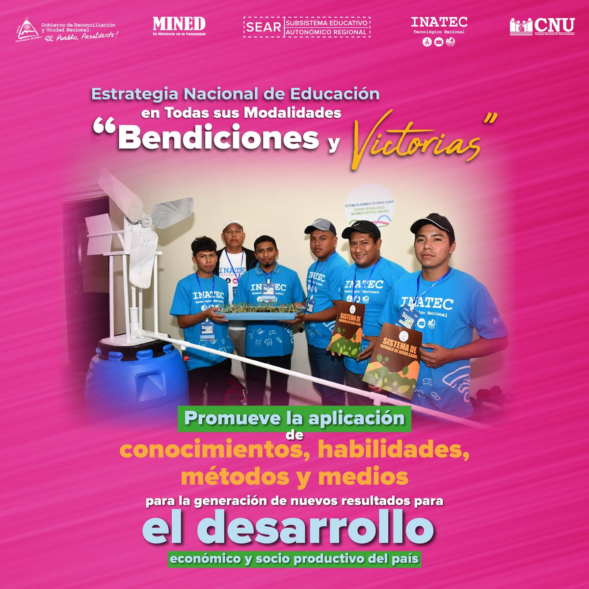 ✨ La Estrategia Nacional de Educación "Bendiciones y Victorias", promueve la aplicación de conocimientos, habilidades y métodos para la generación de nuevos resultados para el desarrollo socioeconómico del país 💻💡🌿