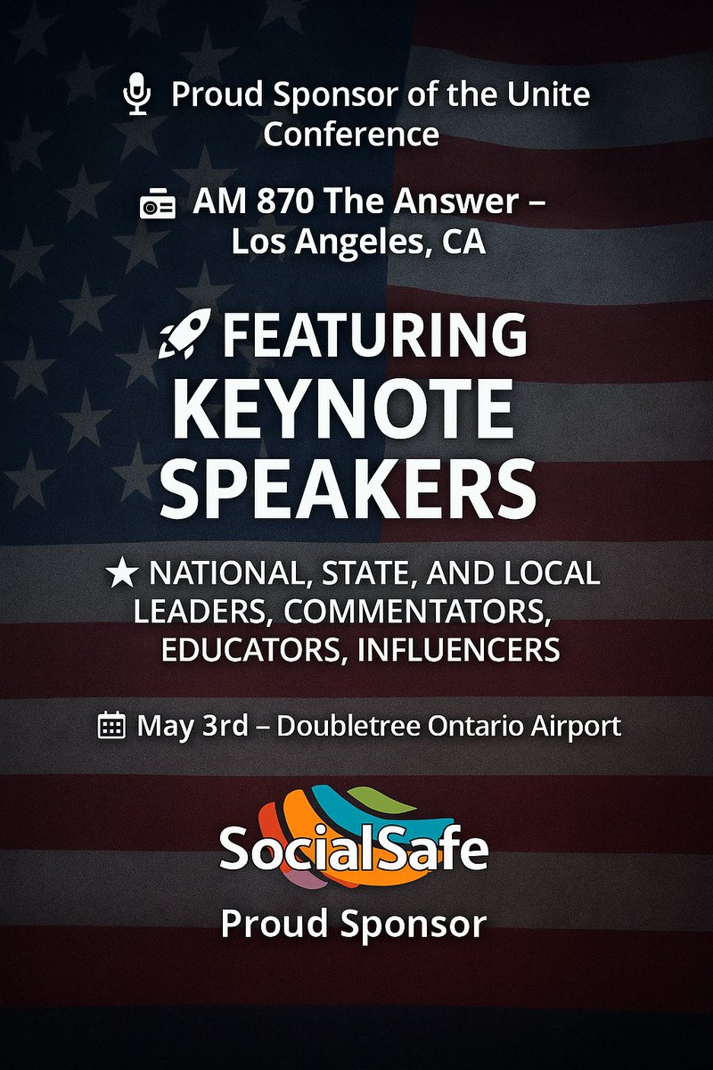 HPNN's tweet photo. We're attending the Unite Conference — May 3rd — alongside national leaders, public servants, podcasters, educators, and influencers.
Real-world conversations > keyboard noise. #UniteConference #SocialSafe https://t.co/ImLE6W9CH0