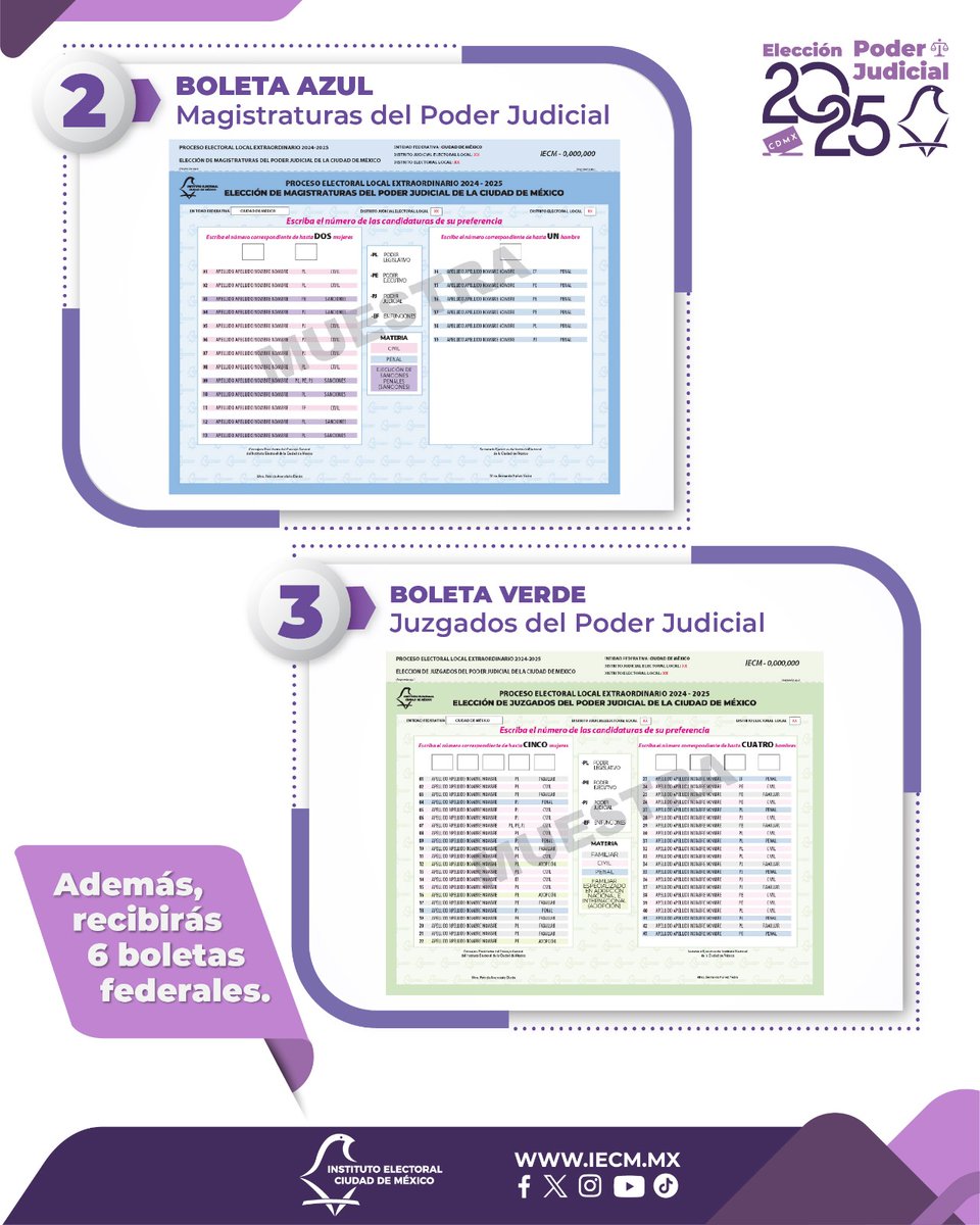 ¿Ya conoces tu boleta? ⚖️🗳️​

Conócela aquí y consulta quiénes son las personas candidatas.​

Este 1° de junio, vota con información.​

#TúDecidesQuiénJuzga