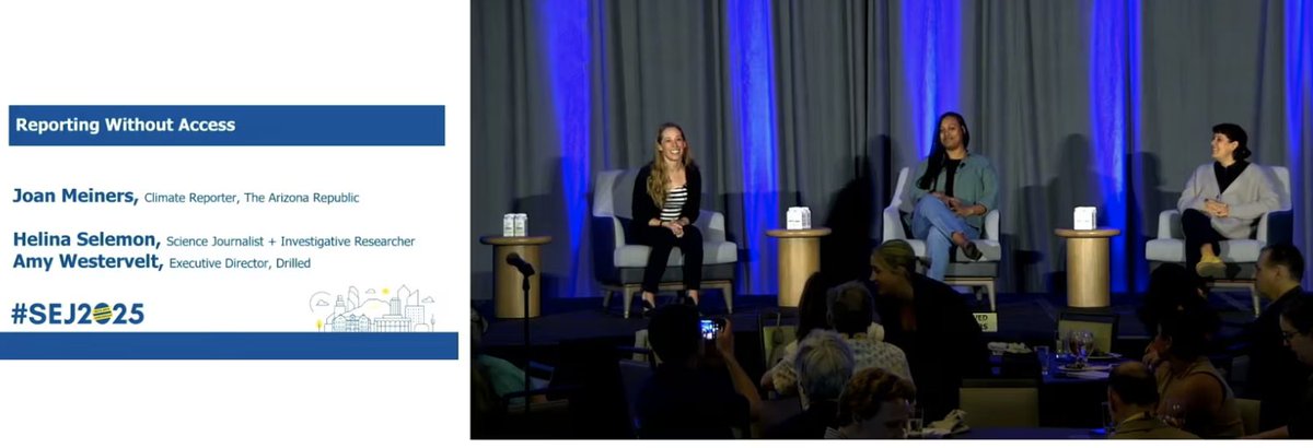 The Arizona Republic’s climate reporter Joan Meiners leads a riveting panel discussion at #SEJ2025 about the scientists and conference participants who at the last minute refused to speak or meet publicly. Check out the video: shorturl.at/EmdKp <a href="/sejorg/">Society of Environmental Journalists (SEJ)</a> <a href="/beecycles/">Joan Meiners, Ph.D. 🐝🚴‍♀️</a>