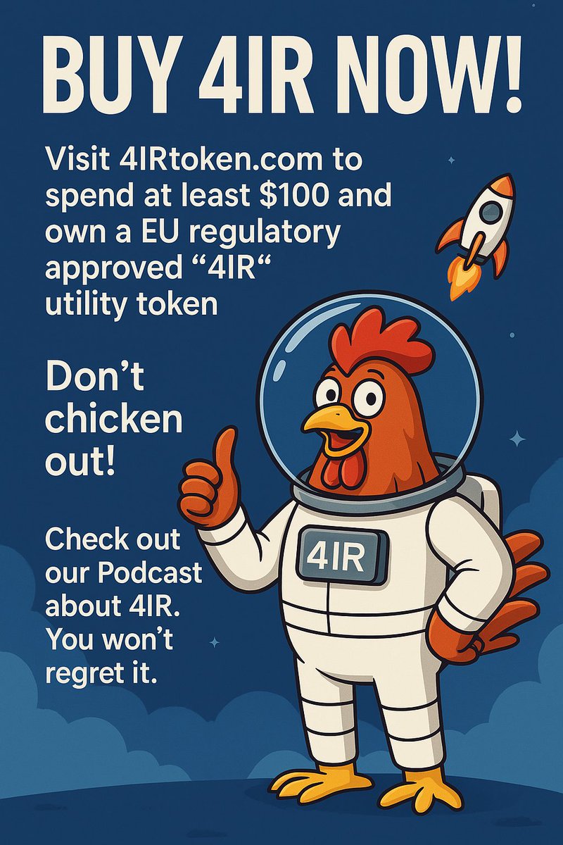 4IRtoken's tweet photo. Thanks for following, liking and reposting us. We invite you to own some #4IR, an EU regulatory approved utility token, while prices are still very low like Bitcoin was in 2010. To learn more, go to https://t.co/JL7BspD3Le. You can use your Visa, Mastercard, Apple Pay or SEPA Bank Transfer to buy some 4IR today. We also encourage you to listen to our podcast by clicking the button at the top right corner of our homepage. In the near future, you’d be very glad you did 🌿🚀💰

💥If you are an institutional buyer, contact us for atomic swap instant on-chain settlement of 4IR.  

Claim a 10% #4IR Bonus when you Buy with this Post. Limited time only, so buy now.

💰 Here's how you can secure your 10% 4IR bonus:
- Visit https://t.co/OV7G534ZXk: Navigate to our secure platform to purchase your 4IR tokens. You can use your VISA, Mastercard, Sepa or Apple Pay to invest between $100 and $10,000 to get the 10% Bonus.  

- Instant Invoice: Upon purchase, an " Order " confirmation invoice will be immediately sent to the email address you provide in our payment widget provided by our EU Licensed Provider @swipelux_

 - Claim Your Bonus: Copy the " Order ID Number " of your purchase invoice and send to offering@4irtoken.com, including the same wallet address where you received 4IR tokens.  

- We Verify Your Wallet: Your order invoice will clearly display the wallet address where your purchased 4IR tokens were sent.  - Receive Your 10% Reward: We will promptly credit your same wallet address with an additional 10% 4IR tokens as a thank you for your early support and investment. Allow up to 48 hrs.  

- For Larger Institutional Purchases: To acquire larger purchases of our EU approved 4IR utility token, we are able to arrange Delivery vs Payment through instant on chain atomic swaps. Therefore kindly contact us through our site for purchases exceeding $10,000.  

We firmly believe that understanding our vision is key to appreciating the potential of 4IR. We encourage you to take a few moments to explore our website at https://t.co/OV7G534ZXk and listen to our podcasts, where we delve deeper into the development of the BlockchainValley Ecosystem and our strategic roadmap for the 4th Industrial Revolution.  

We see this as more than just an investment in a digital asset; it's an opportunity to position yourself at the forefront of technological innovation and potentially benefit from the growth of a regulated and utility-driven ecosystem.   

Taking a reasonable stake in 4IR now could be a strategic move towards participating in the transformative changes shaping our future.  

Don't miss out on this limited-time opportunity to secure a 10% bonus on your investment in the EU-approved 4IR Token.  

Best regards, 
The 4IR Token Team 
https://t.co/OV7G534ZXk

P.S. Unlock a New Revenue Stream with Your Knowledge!
As an early supporter, we wanted to also highlight another exciting opportunity within our ecosystem: https://t.co/3PRslRi9D4. This is our innovative platform designed for Prompt Creators, businesses, professionals and educators to trade knowledge like stock markets, self-interests, and professional white collar, or blue collar expertise through prompts.

Did you know you can sign up for free and request 10 complimentary 4IR Credits (just email offering@4irtoken.com after signing up) This allows you to immediately start creating and listing your knowledge as prompts in our marketplace to trade, or for users to discover and subscribe to your channel at fees you personally set. Make money! 💰💰💰

Imagine earning income through followers and paid subscribers who value your unique insights, or even generating leads for your business through targeted prompt knowledge sharing. 

Explore #4IRGPT knowledge trading platform and start monetizing your neurons and expertise today!