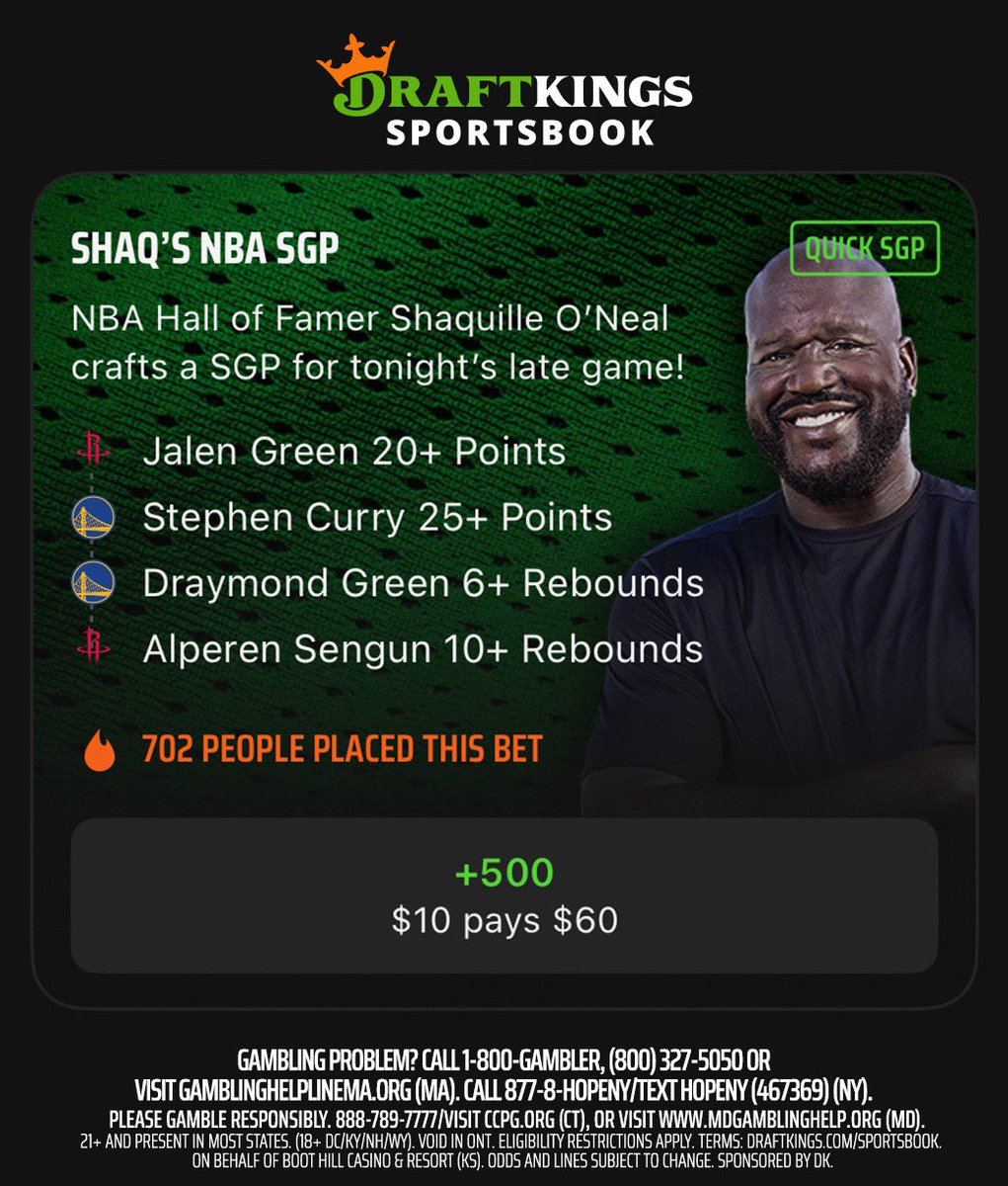 SHAQ (@shaq) on Twitter photo Picks are live š Hereās what I like on <a href="/DKSportsbook/">DraftKings Sportsbook</a> for the late one out west. #DKPartner Picks are live š Hereās what I like on <a href="/DKSportsbook/">DraftKings Sportsbook</a> for the late one out west. #DKPartner