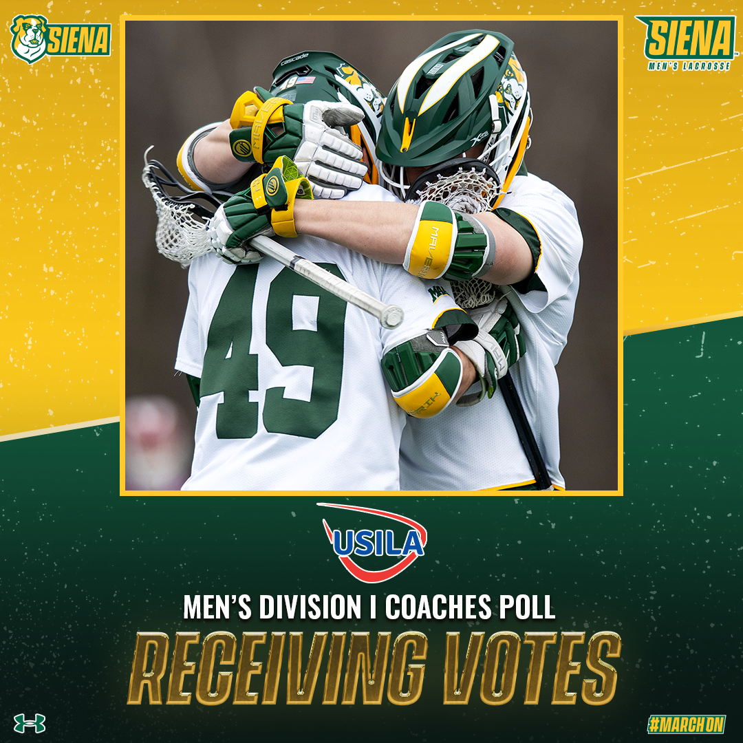 SienaLacrosse's tweet photo. 🥍 @SienaLacrosse Receiving Votes in @USILA Coaches Poll, third straight week in a major national poll 😤

📰 https://t.co/ah5KYAmWPb

#MarchOn | #SienaSaints | #NCAALAX https://t.co/doSwXH7UrD