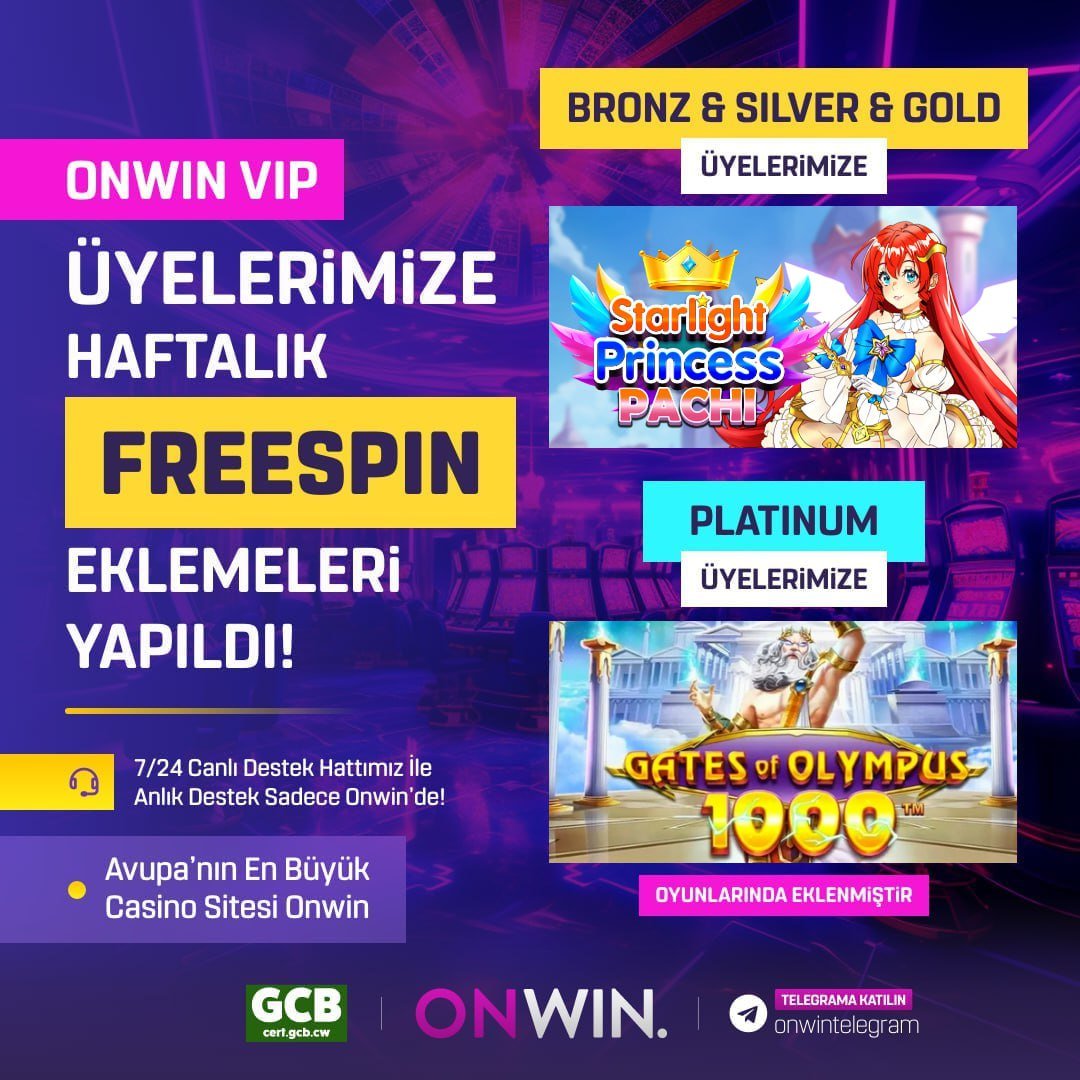 Bonuslaragel's tweet photo. VIP KULLANICILARIMIZA FREESPINLERİ EKLENDİ! 

➡️Güncel Giriş Adresi = https://t.co/Hvu8vgLiql 

👍 V.I.P Üyelerimize;

😀 STARLİGHT PRİNCESS PACHİ
😀 GATES of OLYMPUS 1000

💟 Oyunlarında Freespinleri Eklendi

.

.

.
#denemebonusu #slot #bahis #bet #freespin #onwin
#bedavabonus https://t.co/dFo6jtDDt0