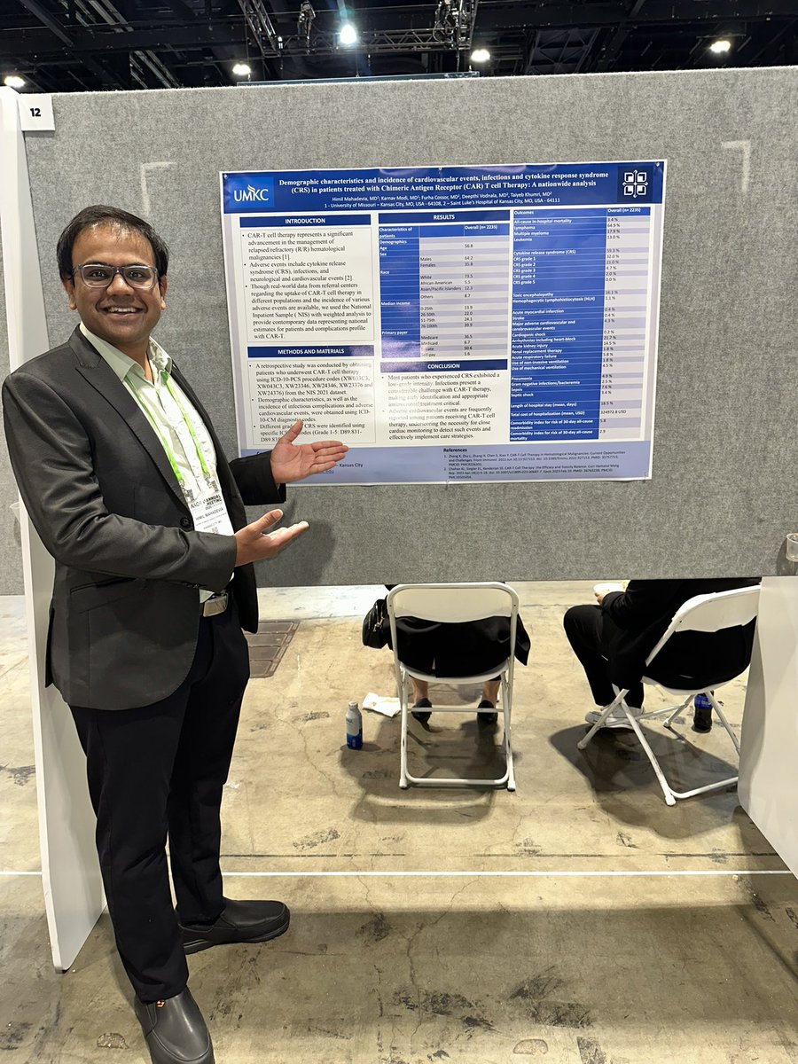 Meddoc77's tweet image. Had a great experience at the #AACR25 presenting our research posters on #cardiooncology & #CART therapy & gaining valuable insights from colleagues & faculty about advancements in cancer biology & #experimentaltherapeutics !!
@AACR @KarnavModi @umkcIM @saintlukeskc #MedEd #IMG