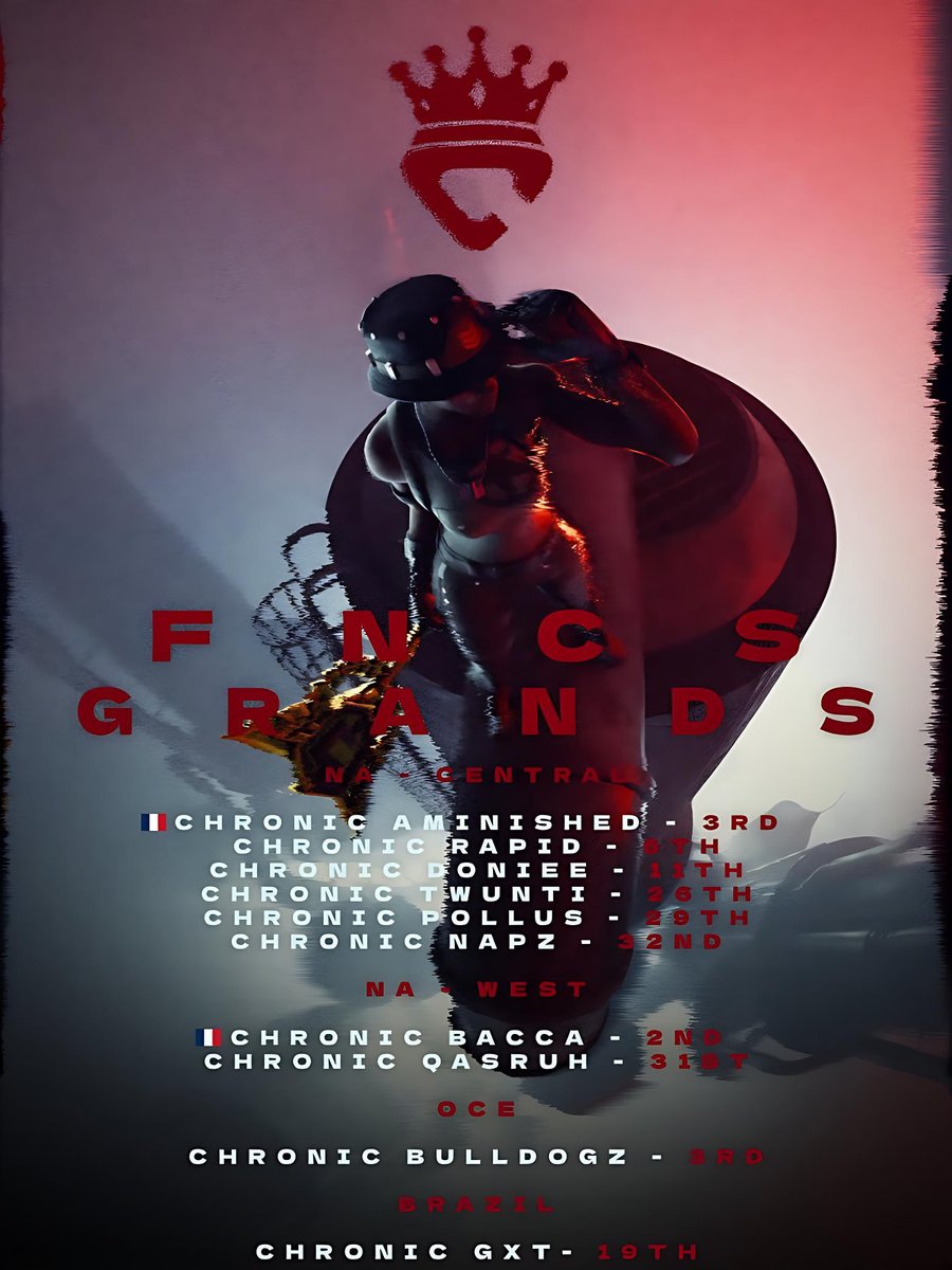 They thought Chronic was done. ✍️

Good job to all of the members that competed in FNCS Major 2 Grand Finals.  

Congratulations <a href="/aminished/">Aminished</a> and <a href="/fnbacca/">Bacca</a> qualifying for LAN 🌟