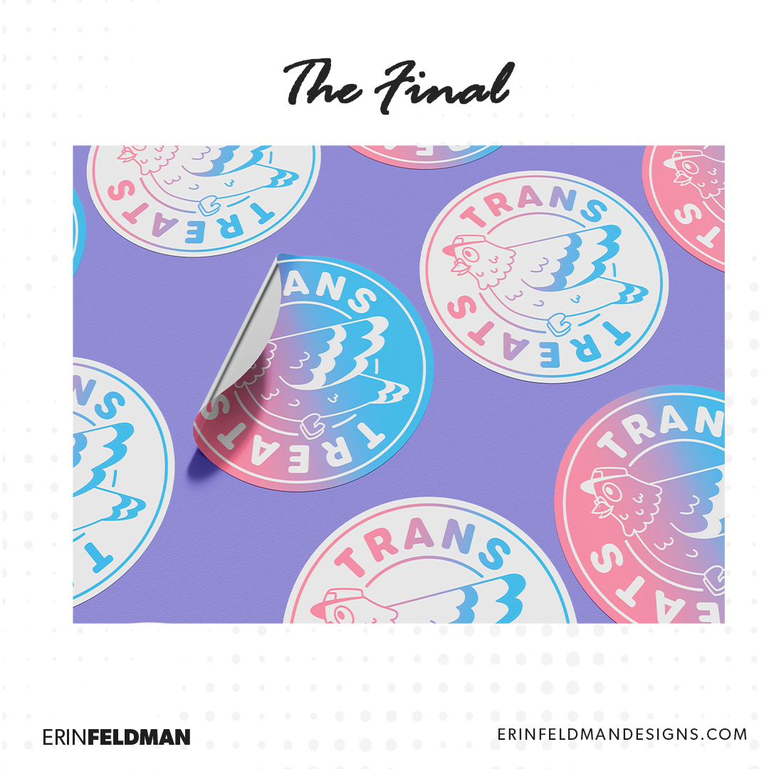efeldmandesign's tweet photo. It was a treat to work on this Trans Treats logo design, what do youth of the sketch to final product?

#logodesign #transjoy #workinprogress https://t.co/vvAfQsUXgq