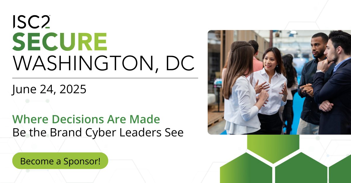 ISC2Events's tweet image. Sponsor ISC2 #SECUREDC for high-quality leads. Access #cybersecurity decision-makers across public and private sectors shaping policy, innovation and security at scale. 

Act now — sponsorship availability is limited: ow.ly/cgCo50VB8nK