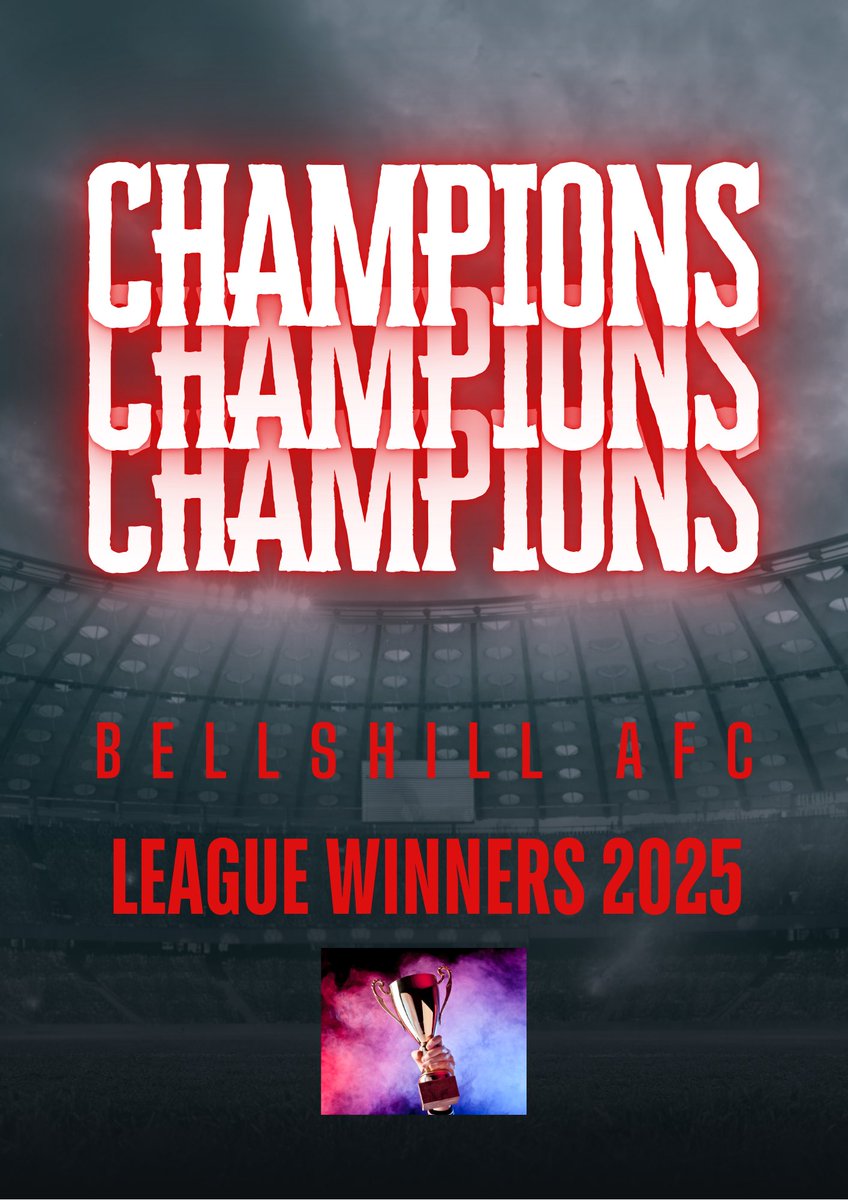 BellshillAFC's tweet photo. 🏆🏆 CHAMPIONS 🏆🏆

The boys have only gone and done it! Top of the league and finishing this season as CHAMPIONS!

Plenty of hard work has went into this season on and off the pitch and it’s paid off as we  lift our first trophy in only our second season! 

Mon the Hill 🔴⚫️ https://t.co/tqWHhIbIlm