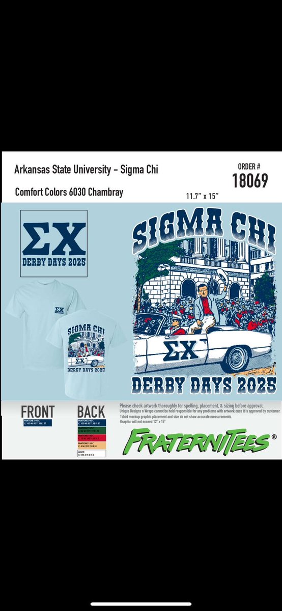 Derby Days shirts are live! Feel free to purchase one at the link below!

fraternitees.printavo.com/merch/arkansas…