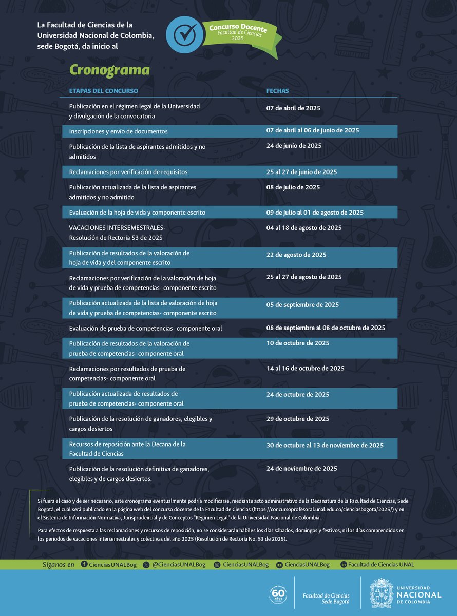 Invitamos a participar del Concurso Docente de la Facultad de Ciencias relacionado con el componente vegetal🌱💚. Si cumples con estos perfiles requeridos no dudes en aplicar para ser parte en la mejor universidad del país <a href="/CienciasUNALBog/">Facultad de Ciencias - Universidad Nacional</a>