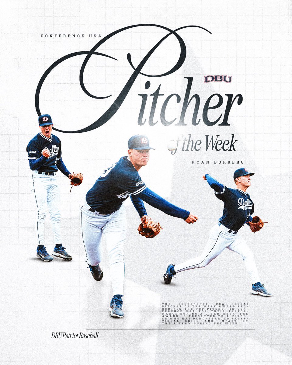 DBU_Baseball's tweet photo. Ryan Borberg is the Conference Pitcher of the Week. 😮‍💨 

@DBUAthletics https://t.co/G7SZpCBS8L