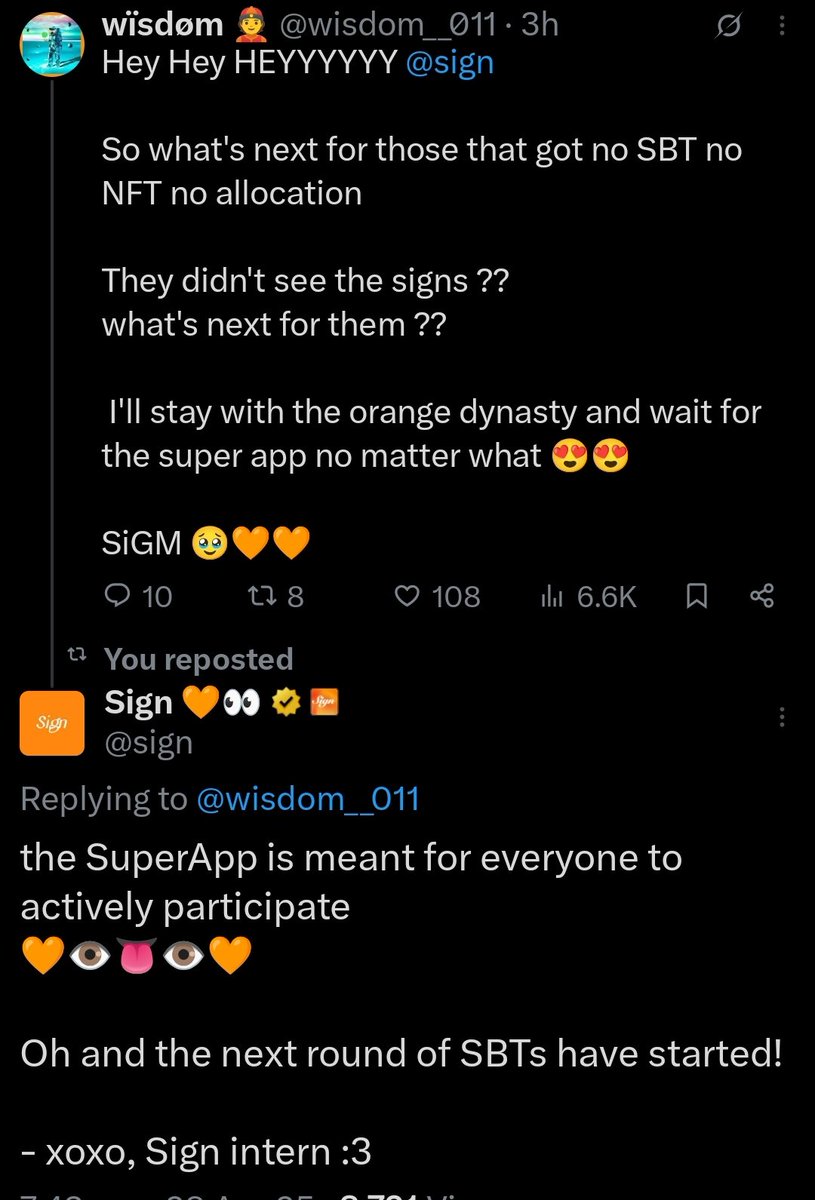 vickydiamond21's tweet photo. Guys I hope you're still seeing the Signs. 
I hope you're still building.
I hope you're being the best version of yourself... 
I hope you're still turning up... 
Don't be relentless.... 
The best is yet to come... 
Today was just a glimpse of it... 

Sign is the future.
#SignVanguard 🟠🔱