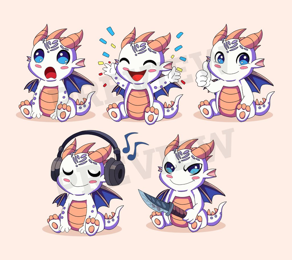 stacia_artist's tweet image. Dragon emotes, complete and ready to conquer! Thank you to my awesome client for trusting me with this project🐉

#twitchlive #TwitchStreamers #twitchaffiliate #Twitch配信者さんと繋がりたい #emotes #GraphicDesign #twitchtv #SmallStreamersConnect #KickStreaming #freelancejobs