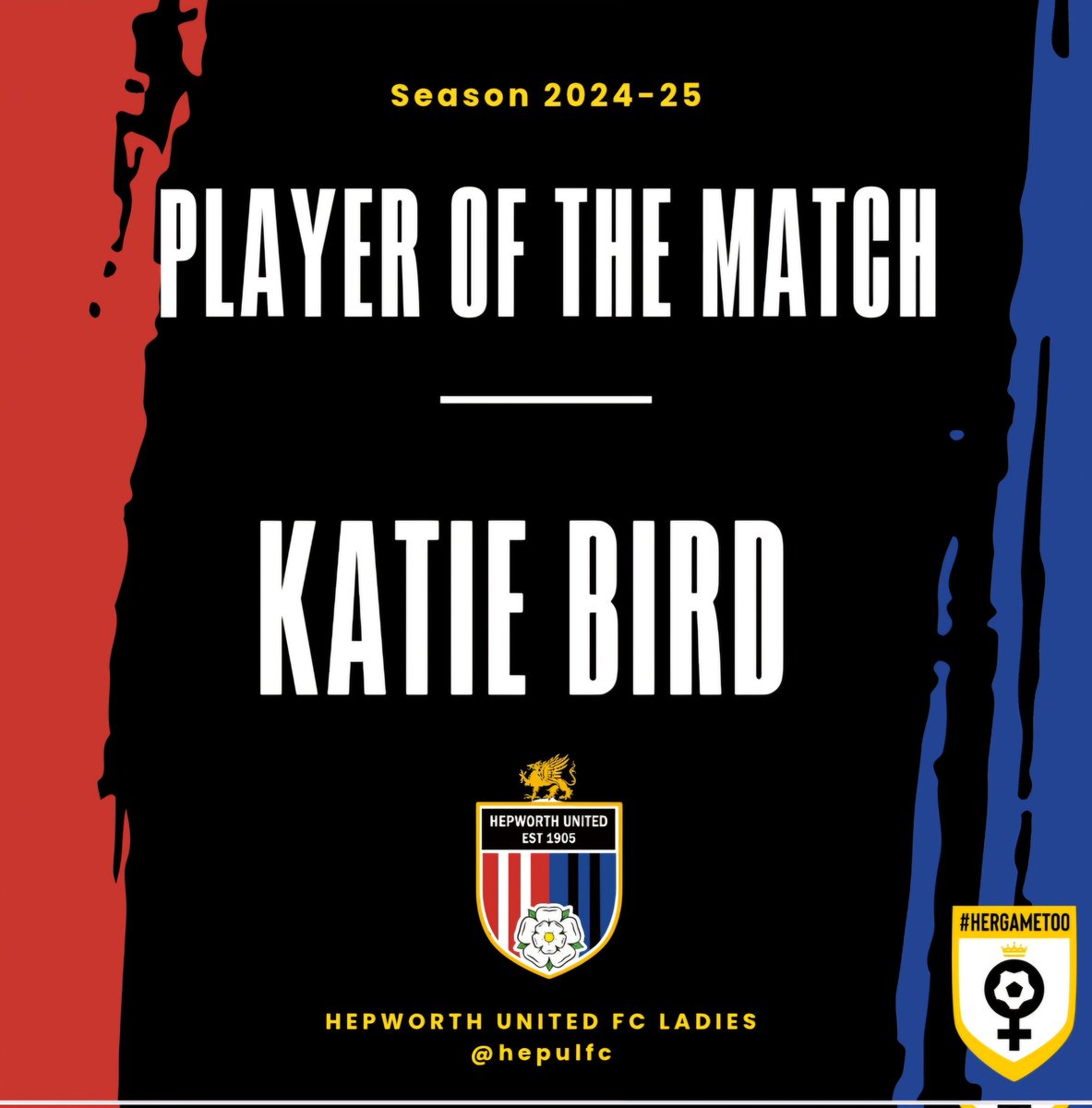 Well done to one of our ex juniors Katie who was voted player of the match on Sunday
🔴⚫️🔴⚫️🔴⚫️🔴⚫️🔴⚫️🔴