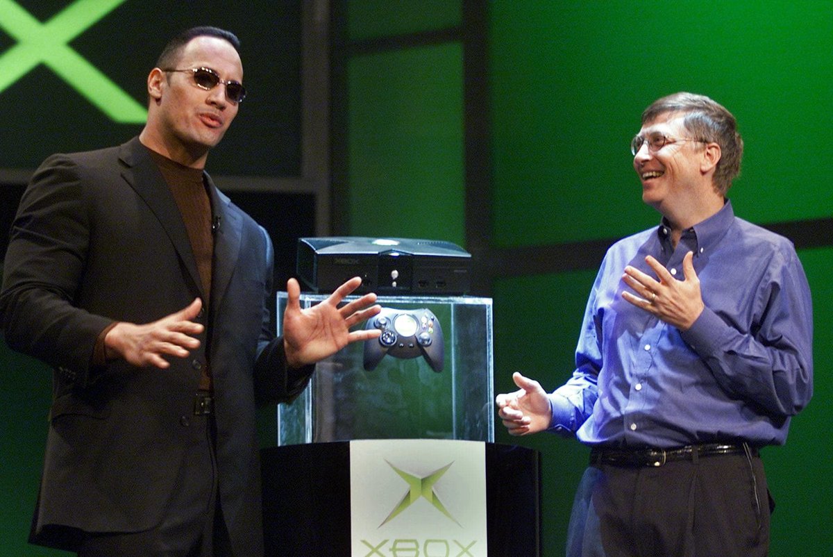 The Rock and Bill Gates reveal the Xbox (2001)