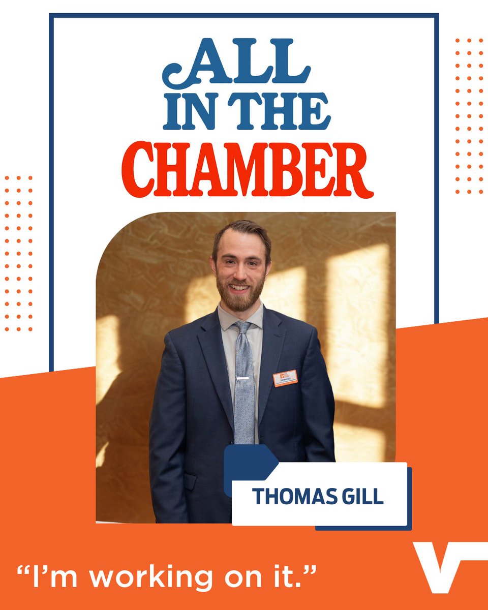 🎬 This week on All In The Chamber: Thomas Gill!
He’s in charge of our numerous committees, manufacturing programs, and more. 
Often heard in the office saying, “I’m working on it.”
Stay tuned as we introduce the people who are All In The Chamber!
#MeetTheTeam #ValleyChamber