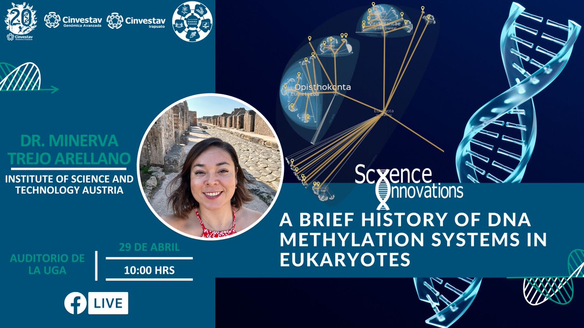 uga_langebio's tweet photo. 🔶#ScienceInnovations
🔶Seminario "A brief history of DNA methylation systems in Eukaryotes".
🗣Dra. Minerva Trejo Arellano, Institute of Science and Technology Austria
📅HOY 29 de abril de 2025
⏰10:00 h
📍Auditorio @uga_langebio
🧬Host: Lab Genética y Epigenética de Semillas https://t.co/GWmHMTR7NE