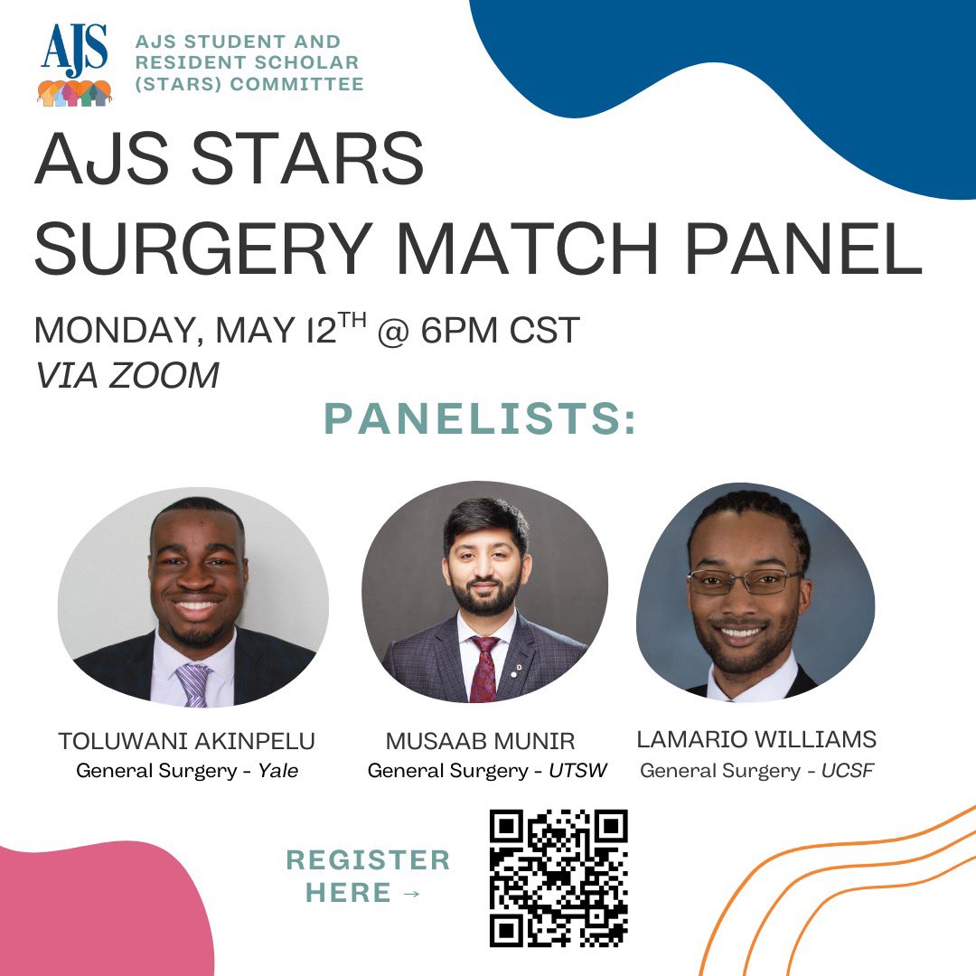 AJS Student and Resident Scholar (STARS) Committee (@ajs_stars) on Twitter photo It’s that time of year! Don’t miss out on our widely-anticipated post-match panel! ✨
Come chat with some of our STARs ALL-STARS to hear about their journey to a successful match ⭐️
<a href="/AmJSurgery/">AmJSurgery</a> It’s that time of year! Don’t miss out on our widely-anticipated post-match panel! ✨
Come chat with some of our STARs ALL-STARS to hear about their journey to a successful match ⭐️
<a href="/AmJSurgery/">AmJSurgery</a>
