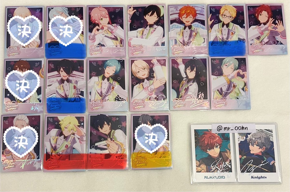 mr_00hn's tweet image. 【交換】あんスタ 一心一夢 8周年 ポラロイド チェキ風カード 星幻時序

【譲】写真のもの

【求】8周年：一彩3 泉1＞弓弦1
　　星幻時序：一彩 泉

赤：同種泉or 星幻時序 泉 一彩
弓弦は青との交換のみ

郵送交換（2枚〜◎）
お気軽にお声掛けください！