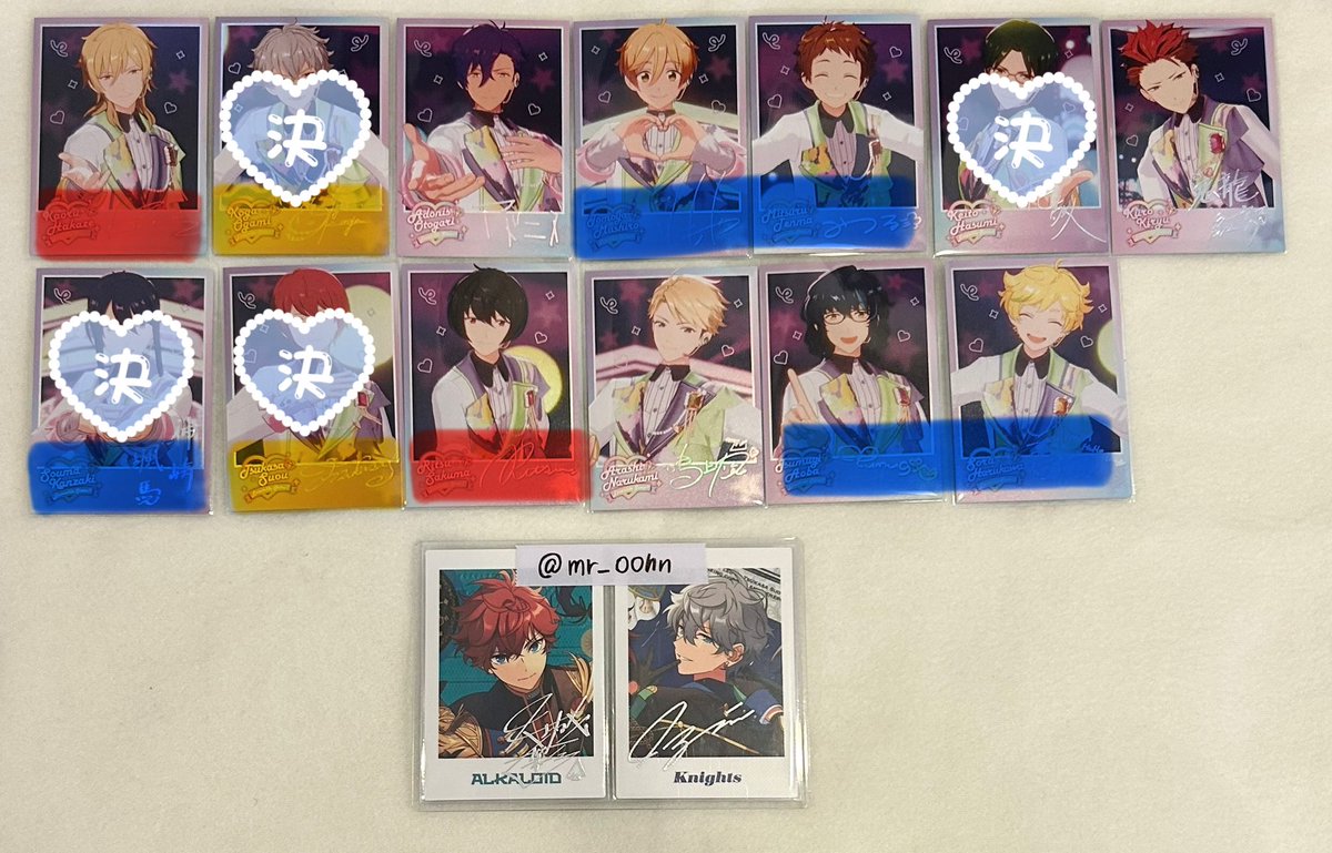 mr_00hn's tweet image. 【交換】あんスタ 一心一夢 8周年 ポラロイド チェキ風カード 星幻時序

【譲】写真のもの

【求】8周年：一彩3 泉1＞弓弦1
　　星幻時序：一彩 泉

赤：同種泉or 星幻時序 泉 一彩
弓弦は青との交換のみ

郵送交換（2枚〜◎）
お気軽にお声掛けください！