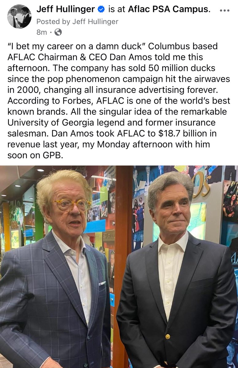 Dan Beeson (@tryamen) on Twitter photo Powerhouse conversation @Aflac today - Dan Amos and <a href="/jeff_hullinger1/">Jeff Hullinger</a>, captured #greatnesssquared Powerhouse conversation @Aflac today - Dan Amos and <a href="/jeff_hullinger1/">Jeff Hullinger</a>, captured #greatnesssquared