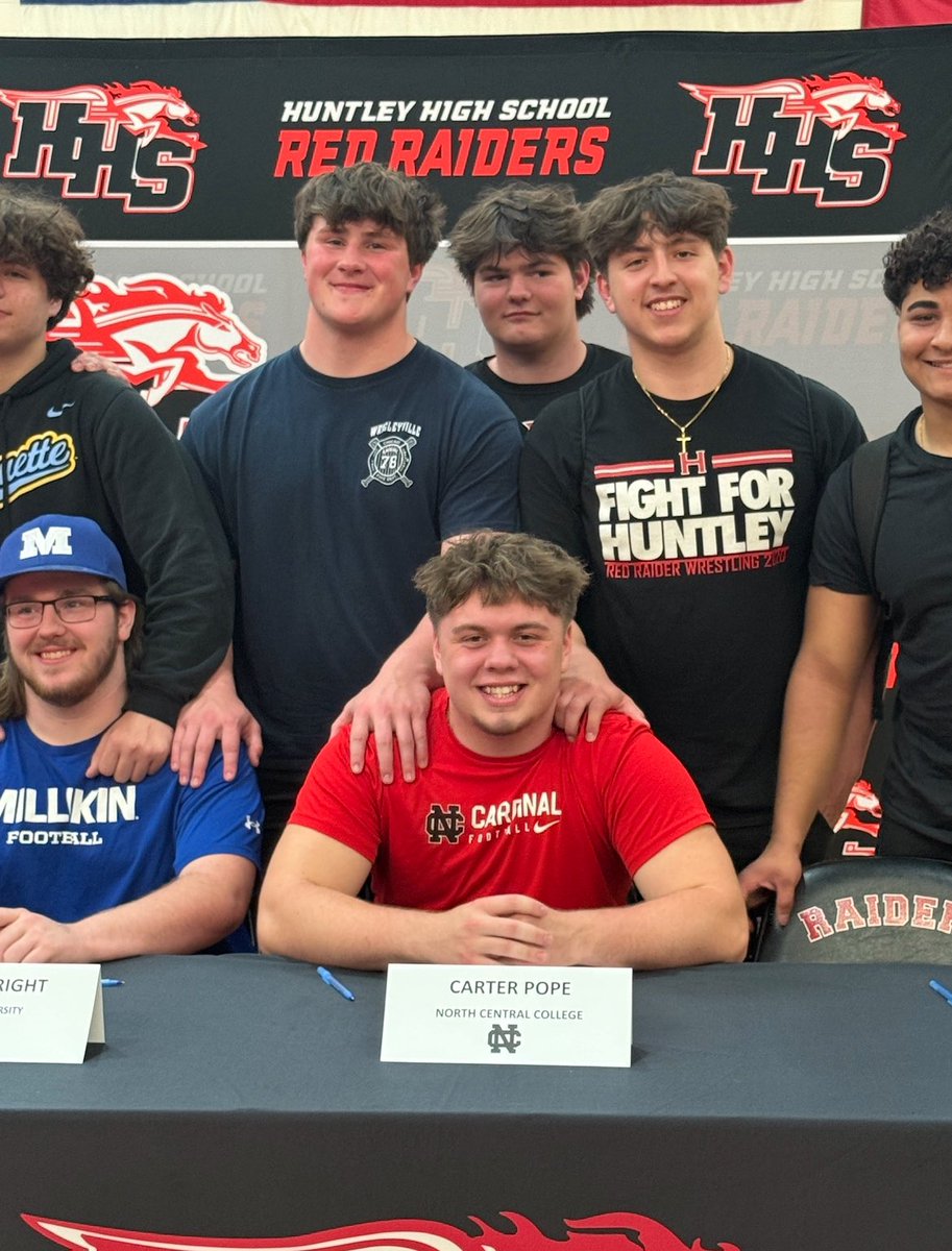 CarterPope95's tweet photo. It’s official! Blessed to be going to such a great program. Definitely will miss these guys! @Naymo23 @HuntleyFB @CoachWark @football_ncc https://t.co/d5d8kdYP8d