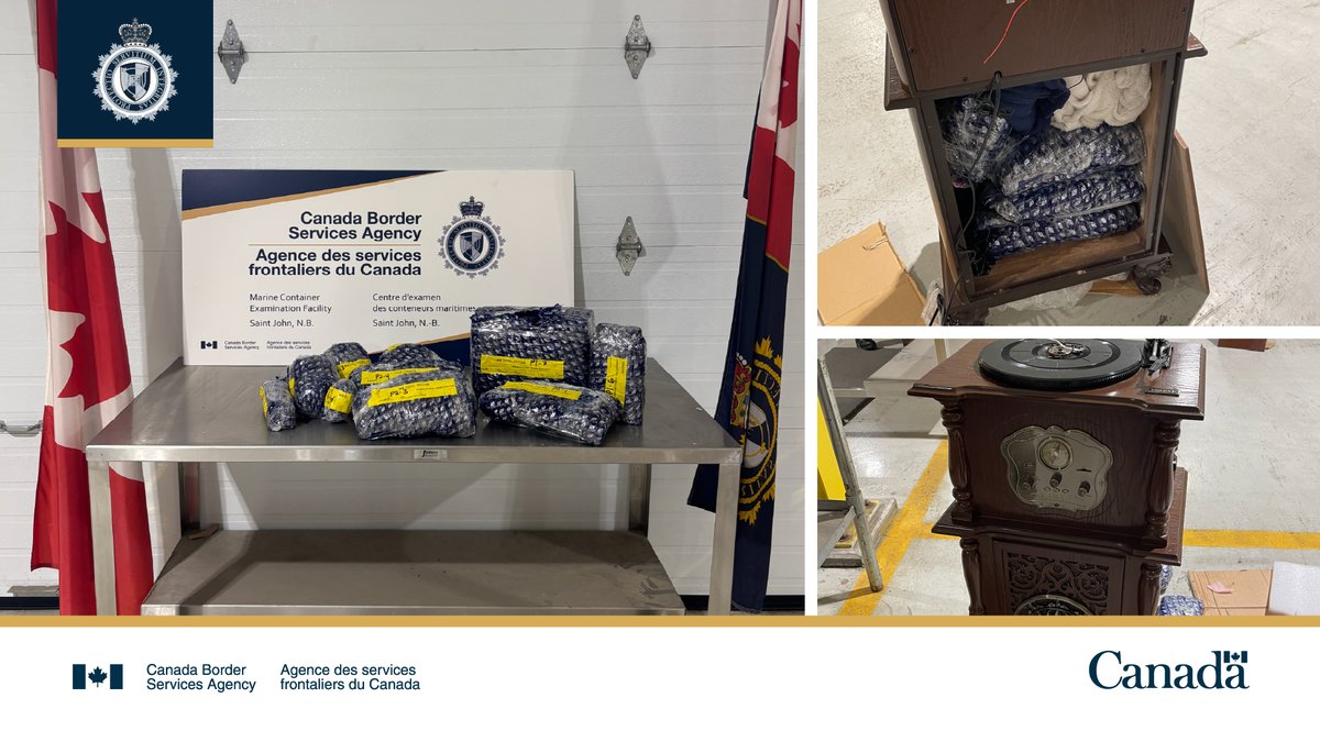CBSA officers in Saint John #NewBrunswick intercepted 31.5 kg of opium arriving from the United Arab Emirates, concealed in two antique record players. The drugs were transferred to the <a href="/RCMPNB/">RCMP New Brunswick</a> for further investigation.
