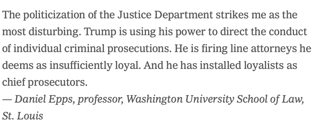 Dan Epps (@danepps) on Twitter photo (Trying this again because I'm told X hates links):
I'm pleased to be quoted in this <a href="/nytimes/">The New York Times</a> piece asking 35 legal scholars about the most lawless things Trump has done in the first 100 days. (Trying this again because I'm told X hates links):
I'm pleased to be quoted in this <a href="/nytimes/">The New York Times</a> piece asking 35 legal scholars about the most lawless things Trump has done in the first 100 days.