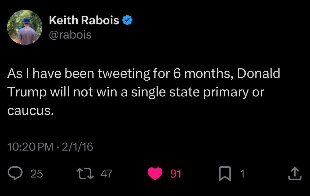 BVKImages's tweet photo. @rabois There was also this prediction from 2016 (which I agreed with at the time). @NateSilver538 https://t.co/8UfDmQ9M3o